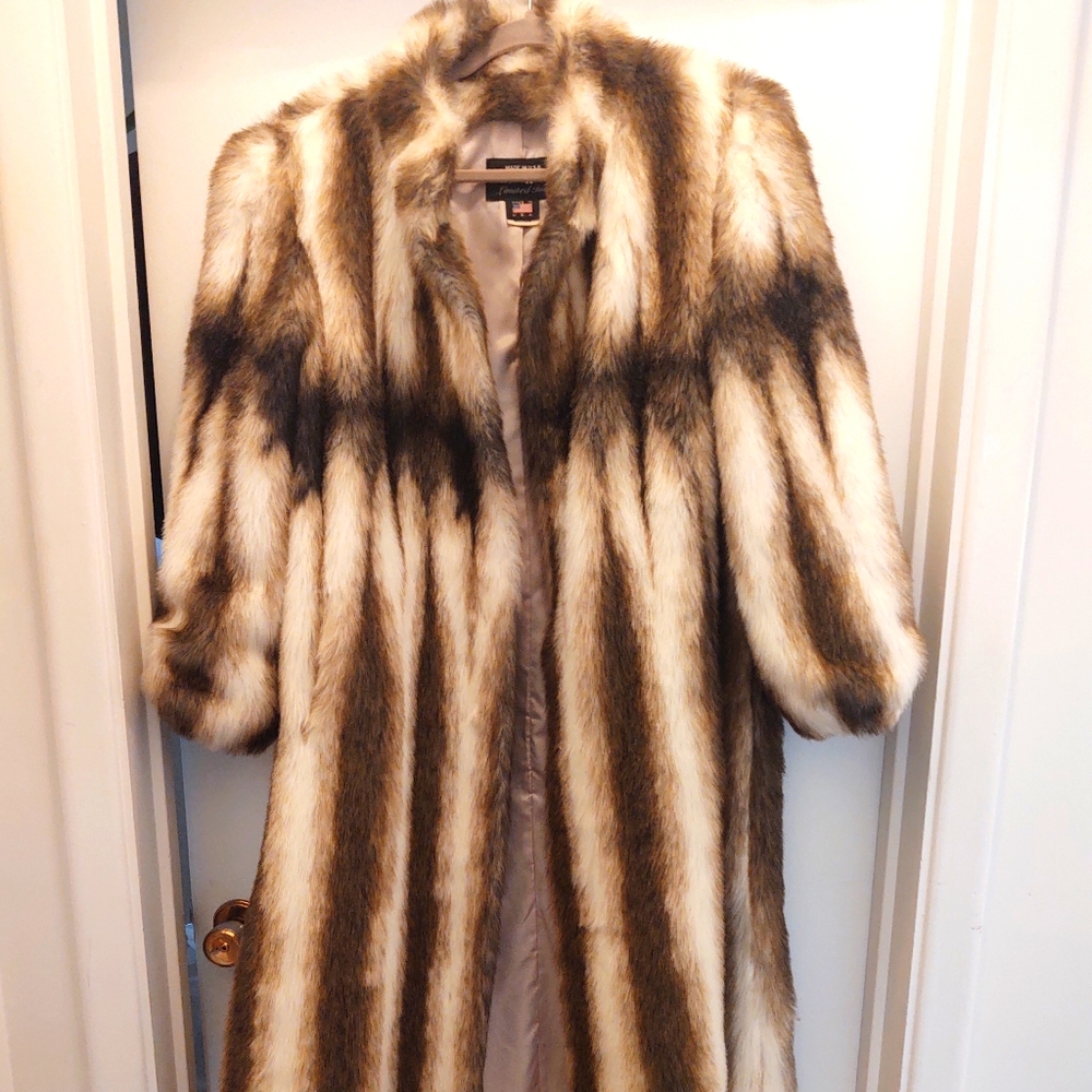 Long faux fur fitch coat